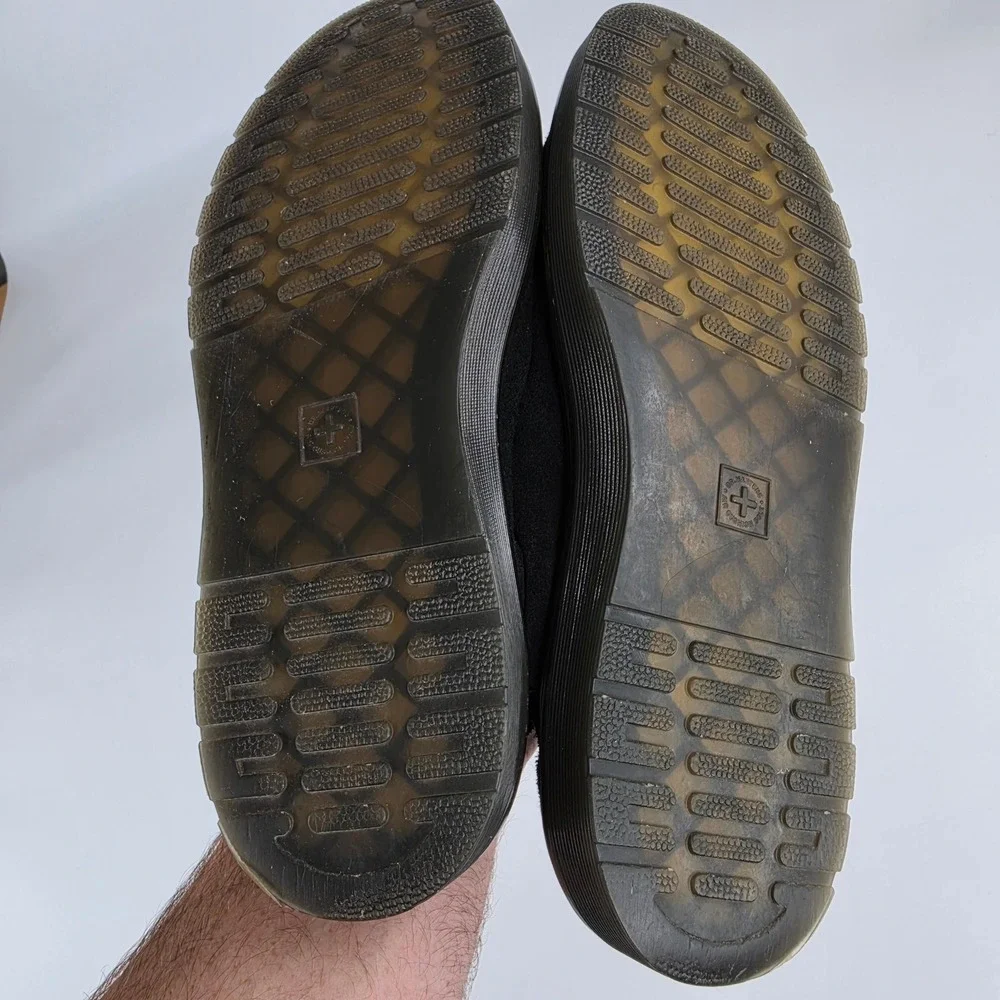 Dr. Martens Carlson Black Suede Lusso Mules Sandals Men 11 Women 12 Buckle Strap